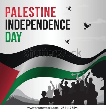 Happy Palestine independence day post. Palestine Independence Day typography design. Celebrating independence day. 15 November. Save Palestine, Palestine flag. Social media post, vector illustration