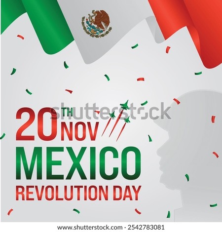 Mexico independence day Post Design. Mexico independence day typography Post. 20th November Historical Mexican Holiday. poster, flyer, banner, social media post, Greeting post. Celebration, vector