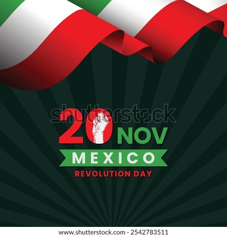 Mexico independence day Post Design. Mexico independence day typography Post. 20 November Historical Mexican Holiday. Mexico flag, poster, banner, social media post, Greeting post. Celebration, vector