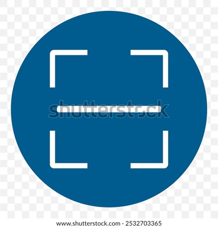 Single Scanner Icon in Blue colour Designs. Blue and Black Circular Designs Incorporating Square and Circle Elements in a Focused Frame for Scanning or Recognition Functions.