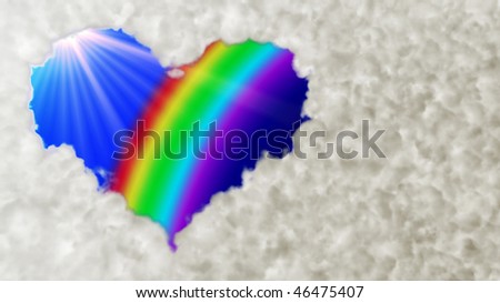 Heart Cloud And Rainbow