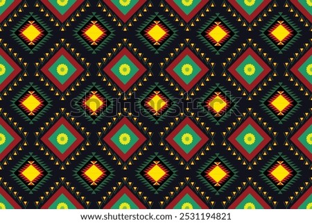 Geometric fabric patterns are made up of seamless triangles and squares, suitable for textiles, carpets, clothing, and decoration