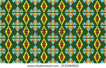 Geometric fabric patterns are made up of seamless triangles and squares, suitable for textiles, carpets, clothing, and decoration