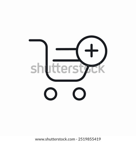 shopping trolley plus add icon sign vector