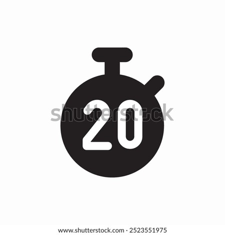 20 minute time stopwatcher icon sign vector