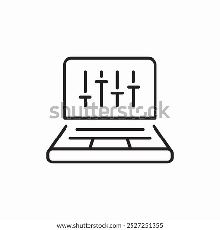 laptop setting sound level icon sign vector