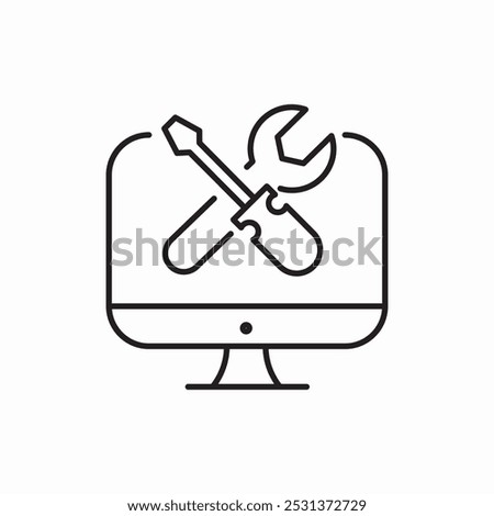 pc monitor service icon sign vector