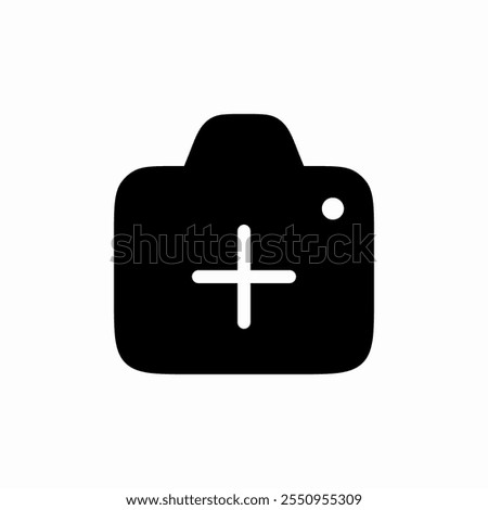 solid photo camera plus add create icon sign vector