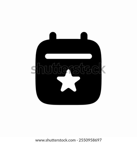 solid calendar event star favorite icon sign vector