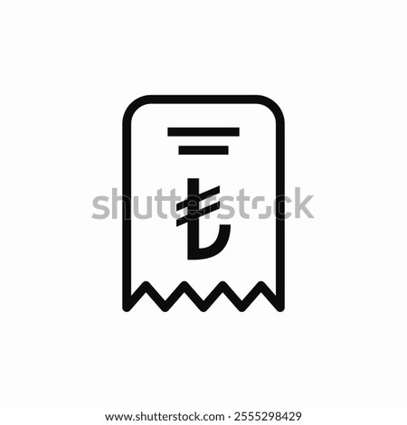 turkey lira receipt check bill icon sign vector