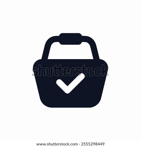 shopping basket check mark icon sign vector