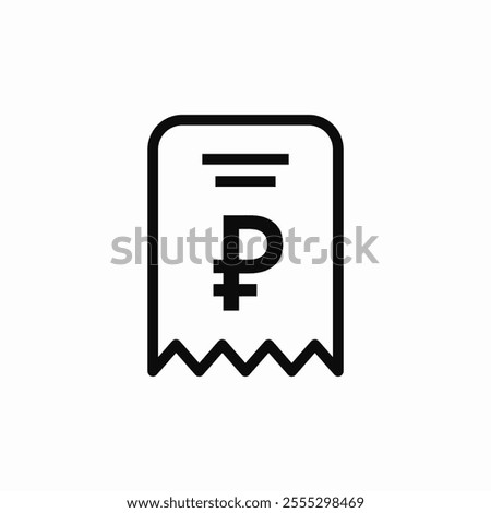 russian ruble receipt check bill icon sign vector