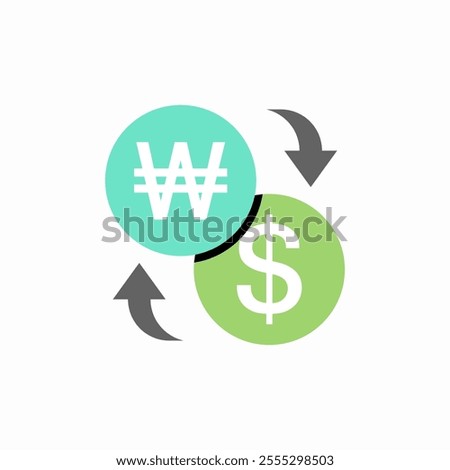 won to dollar exchange currency icon sign vector