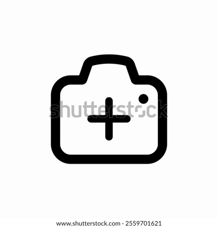 photo camera plus add icon sign vector