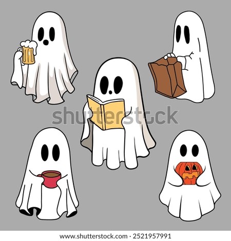 Adorable Halloween Ghosts Vector Collection