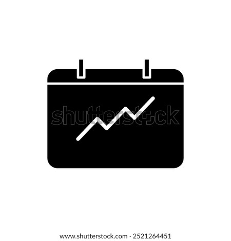 Growth chart vector icon with an upward trend line in black, perfect for data, analytics, or business presentations