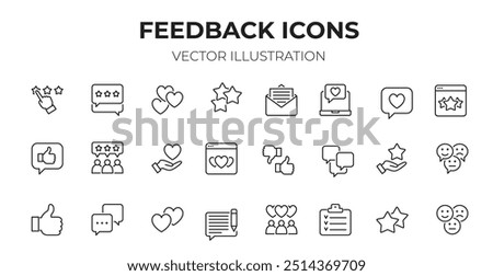 Set of Feedback Line Icons Vector 