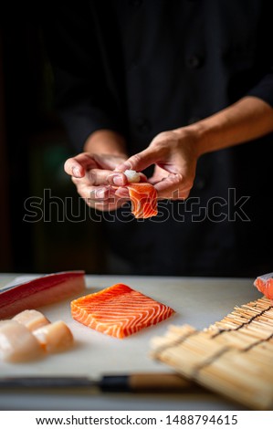 Similar – Image, Stock Photo Sushi with knife and fork