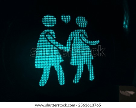 Similar – Image, Stock Photo LGBT pedestrian traffic light signals symbolizing equality