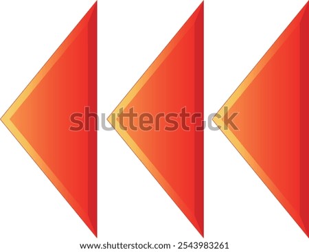 Business icon “left triangle arrow, rewind” red