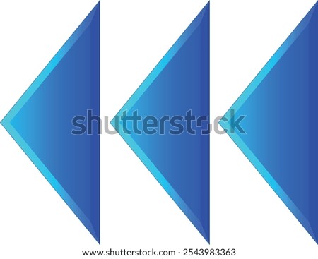 Business icon “left triangle arrow, rewind” blue