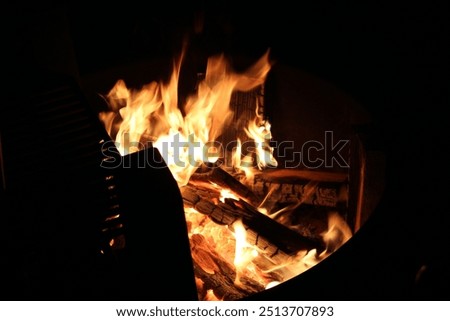 Similar – Image, Stock Photo Flames leap up, the heat distorts the view on the tree in the background