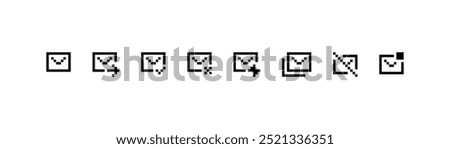 Pixel mail set. Vector icon design.