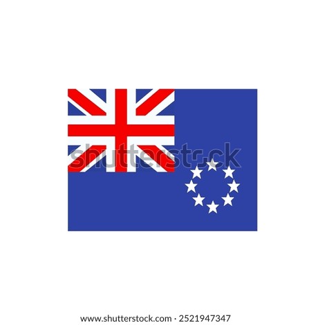 Cook Islands National Flag with Union Jack and Stars. Vector icon design.