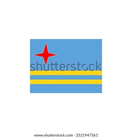 Flag of Aruba with red star and yellow stripes. Vector icon design.