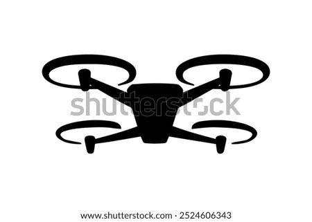 Silhouette of a Quad Drone in Flight. Vector illustration design.