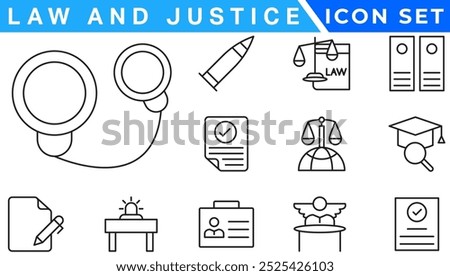 law and justice filled icons set. glyph icons such as finance book, low energy, ingot, keyword, allocation, depressed, corruption, handcuffs, organization chart, ungrowth icon