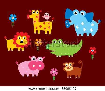 cute safari animal doodle