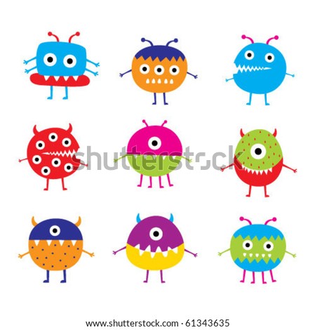 Cute Baby Demon Monster Stock Vector Illustration 61343635 : Shutterstock