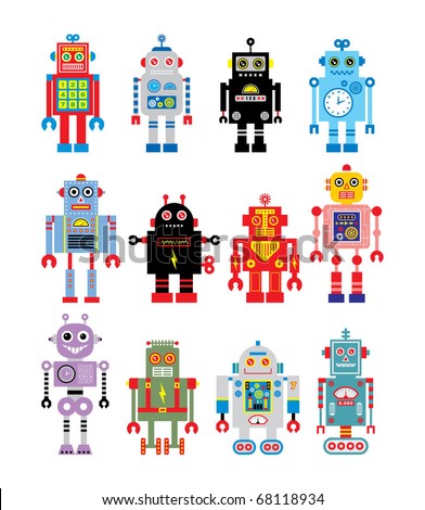 Robot Collection Stock Vector Illustration 68118934 : Shutterstock