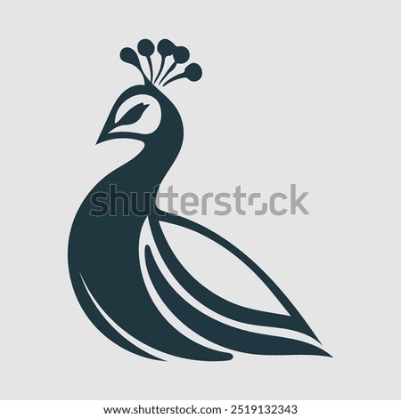 A sleek and modern Peacock logo design Plain White Background, illustration