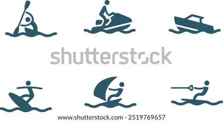 set of water sports icon vector flat design 