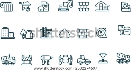 set of construction icon vector line design 