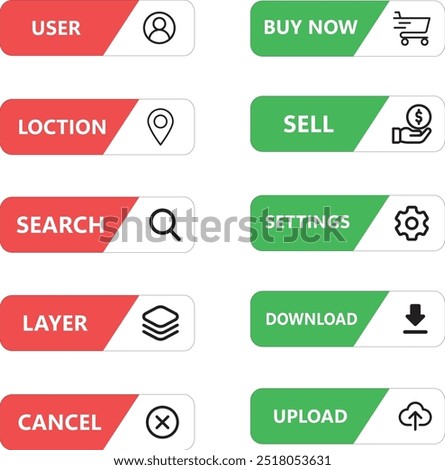 Collection of action buttons, Cance, Layer, Search, Loction, upload, setting,