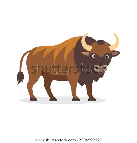 
Buffalo animal isolated flat vector illustration on white background