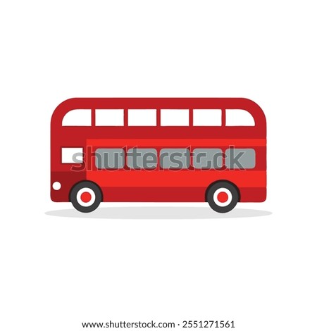 
Old double decker red bus isolated flat vector illustration white background.