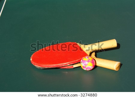 Ping pong bats and ball