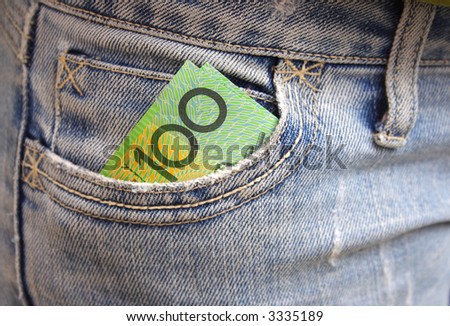 Australian money in jean pocket