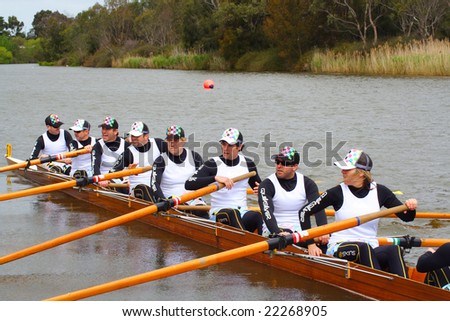 Geelong, October 13, Corporate head of the river held in Geelong on the barwon river. The Quiksilver team in their boat held on October 13 2007, Geelong, Australia
