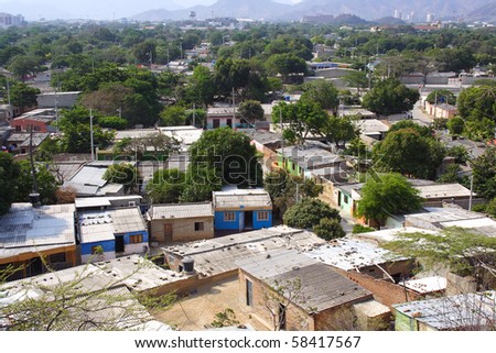 Roof tops from a poor area in Santa marta Colombia