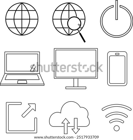 Web related line icon illustration set