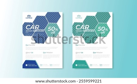 A modern flyer for Sutter Stoke Car Wash featuring a clean design, bold typography, and a 50% off promotion. Editable, print-ready, and optimized for social media and local marketing. Perfect for.