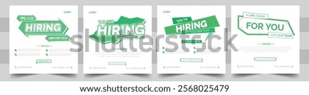 We are hiring job vacancy social media post banner design template with blue color. We are hiring job vacancy square web banner design.