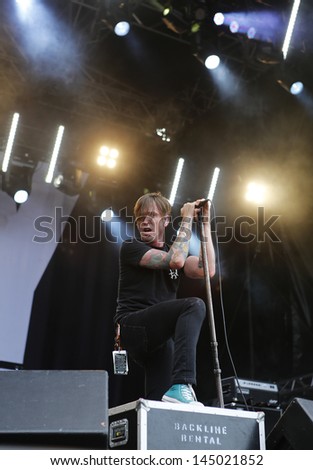 HELSINKI, FINLAND- JUNE 26: Canadian Melodic Punk Rock Band Billy Talent live on stage on at Rock The Beach festival at Hietaniemi Beach on June 26, 2013 in Helsinki, Finland.