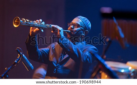 ESPOO, FINLAND-APRIL  24 2014:American Kenny Garrett performs live on 28th April Jazz.He is a Grammy Award-winning jazz saxophonist and was a member of Duke Ellington Orchestra &  Miles Davis\'s band
