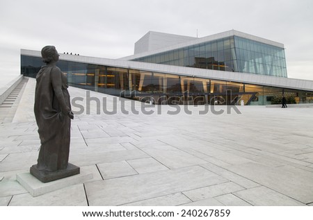 OSLO, NORWAY - NOVEMBER 30, 2014: The Oslo Opera House. The Oslo Opera House is home The Norwegian National Opera and Ballet, and the National Opera Theatre.